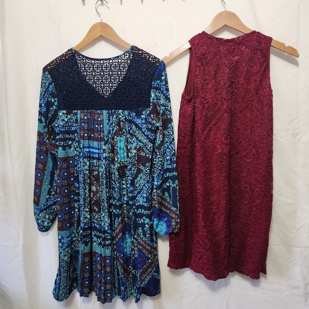 Lot Of 2 Womens Dresses Size Small Spring Summer Boho Stretch Party #SMB 4350